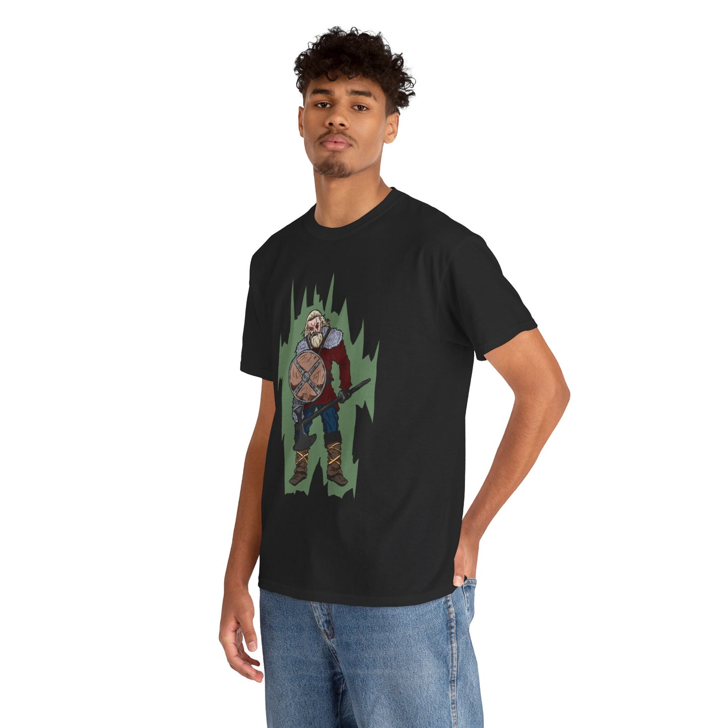 Epic Warrior Graphic Tee, Unisex Heavy Cotton Shirt, Casual Wear, Gamer Gift, Medieval Art Clothing, Battle Theme Fashion