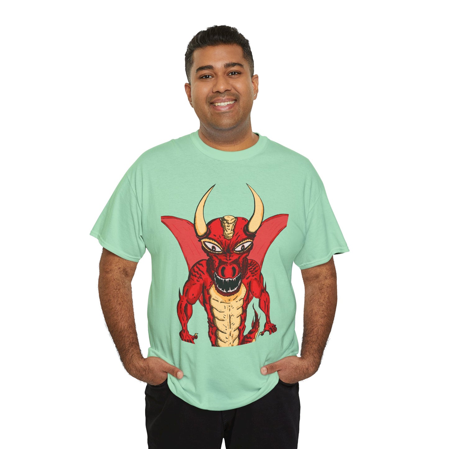 Bold Red Dragon Unisex Heavy Cotton Tee | Graphic Shirt for Anime Fans, Party Wear, Casual Outfit, Gift for Him/Her