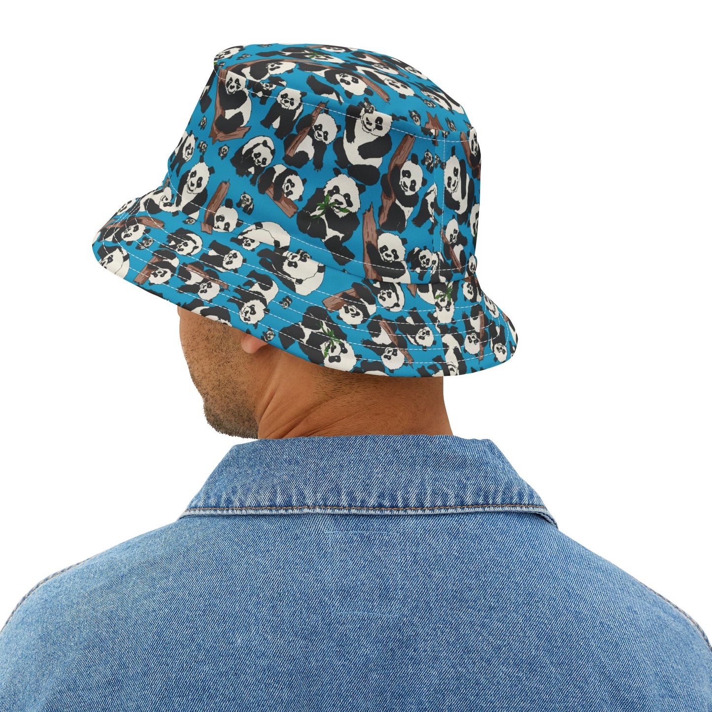 Panda Print Bucket Hat, Trendy Summer Hat, Animal Lover Gift, Casual Outdoor Accessory, Festival Headwear