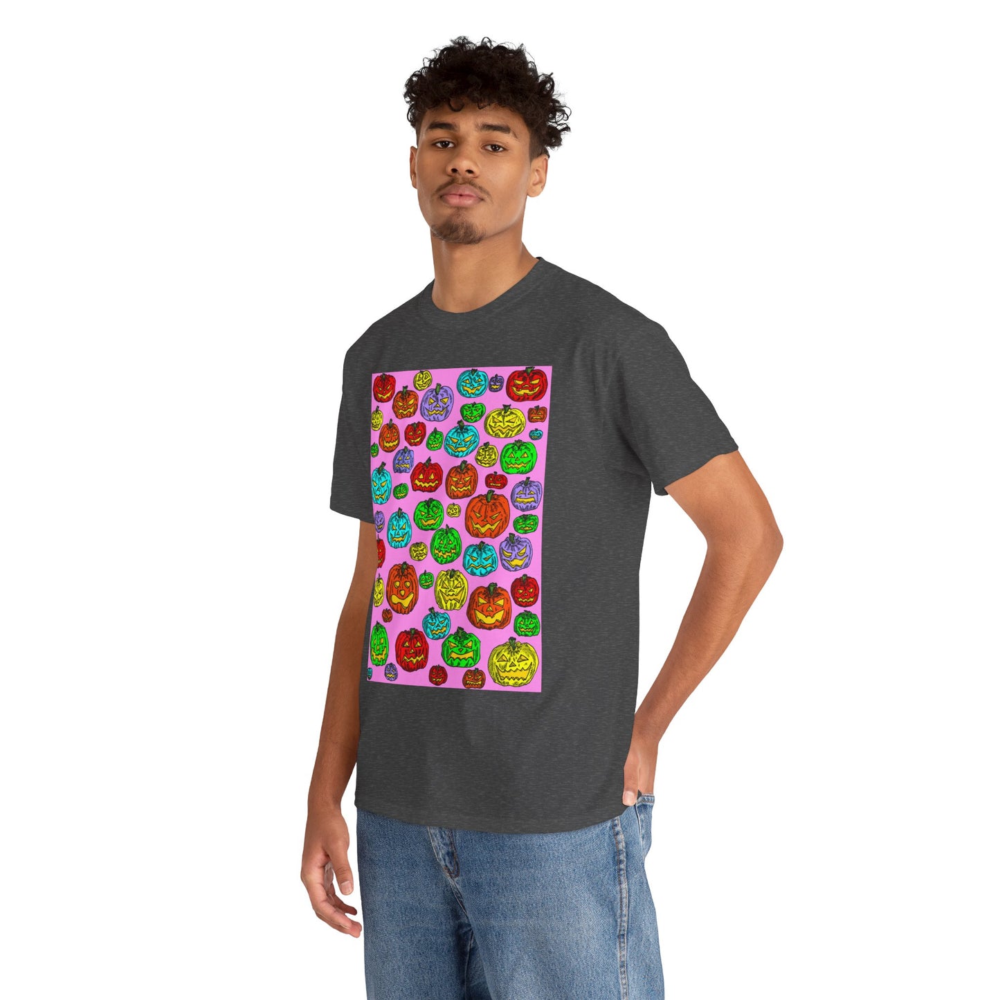 Colorful Pumpkin Graphic Tee, Unisex Cotton T-Shirt, Halloween Costume, Fall Apparel, Trendy Graphic Shirt, Casual Wear