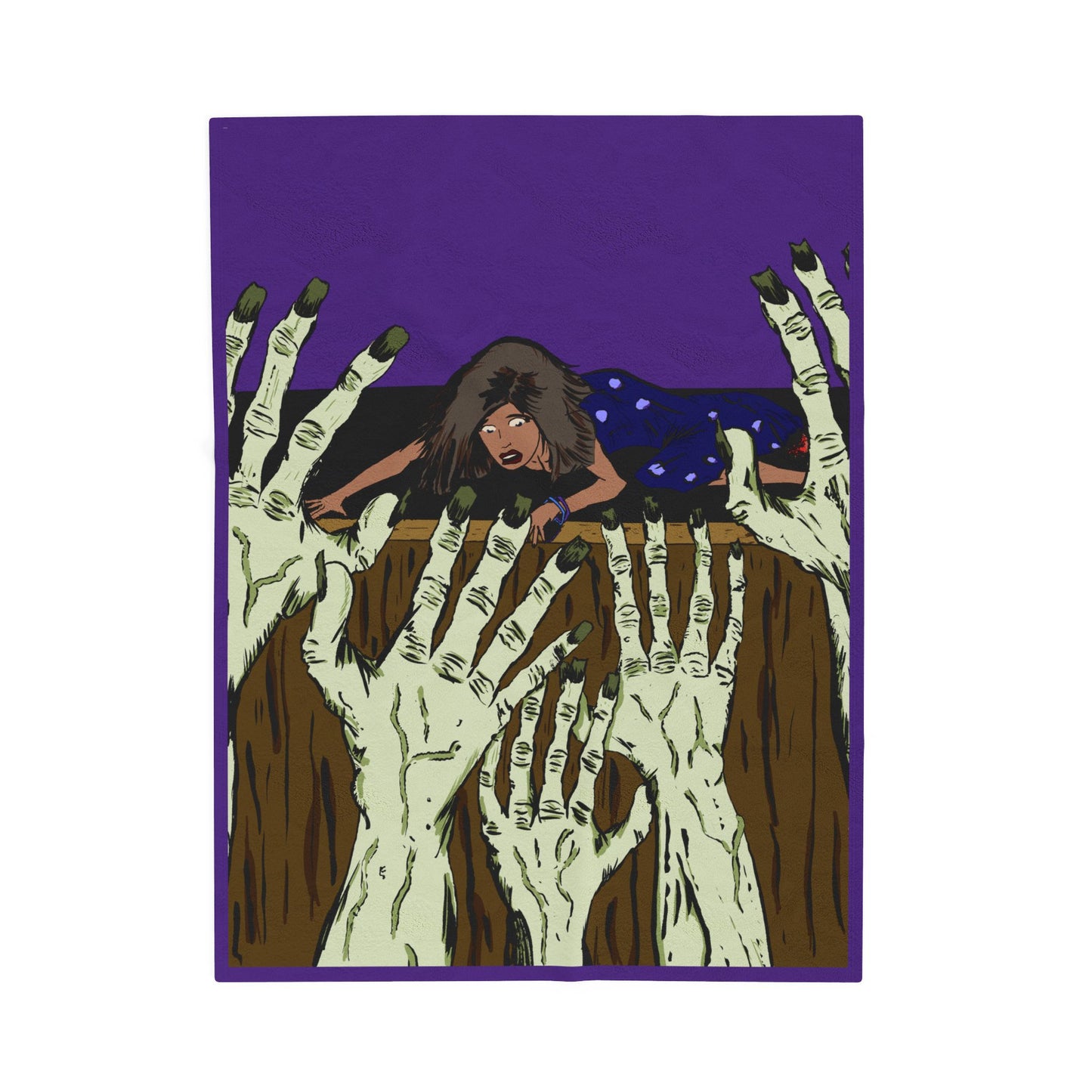Spooky Zombie Hands Velveteen Plush Blanket, Cozy Horror Decor, Halloween Gift, Home Comfort, Soft Throw, Unique Statement Piece
