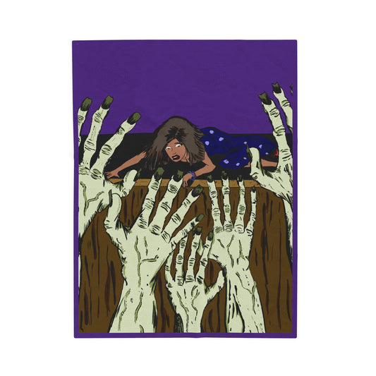 Spooky Zombie Hands Velveteen Plush Blanket, Cozy Horror Decor, Halloween Gift, Home Comfort, Soft Throw, Unique Statement Piece