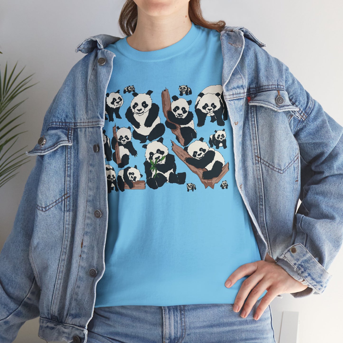 Cute Panda Design Unisex Heavy Cotton Tee | Animal Lover Gift, Casual Wear, Eco-Friendly Apparel, Nature Enthusiast Clothing