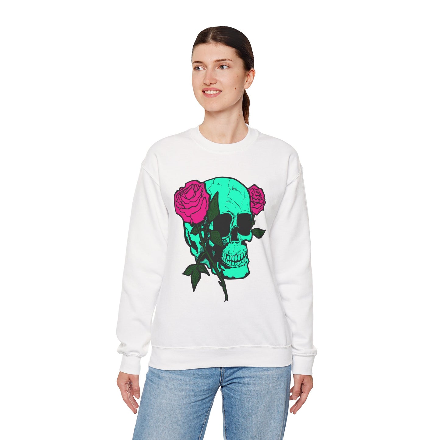 Skull and Roses Crewneck Sweatshirt for Trendsetters