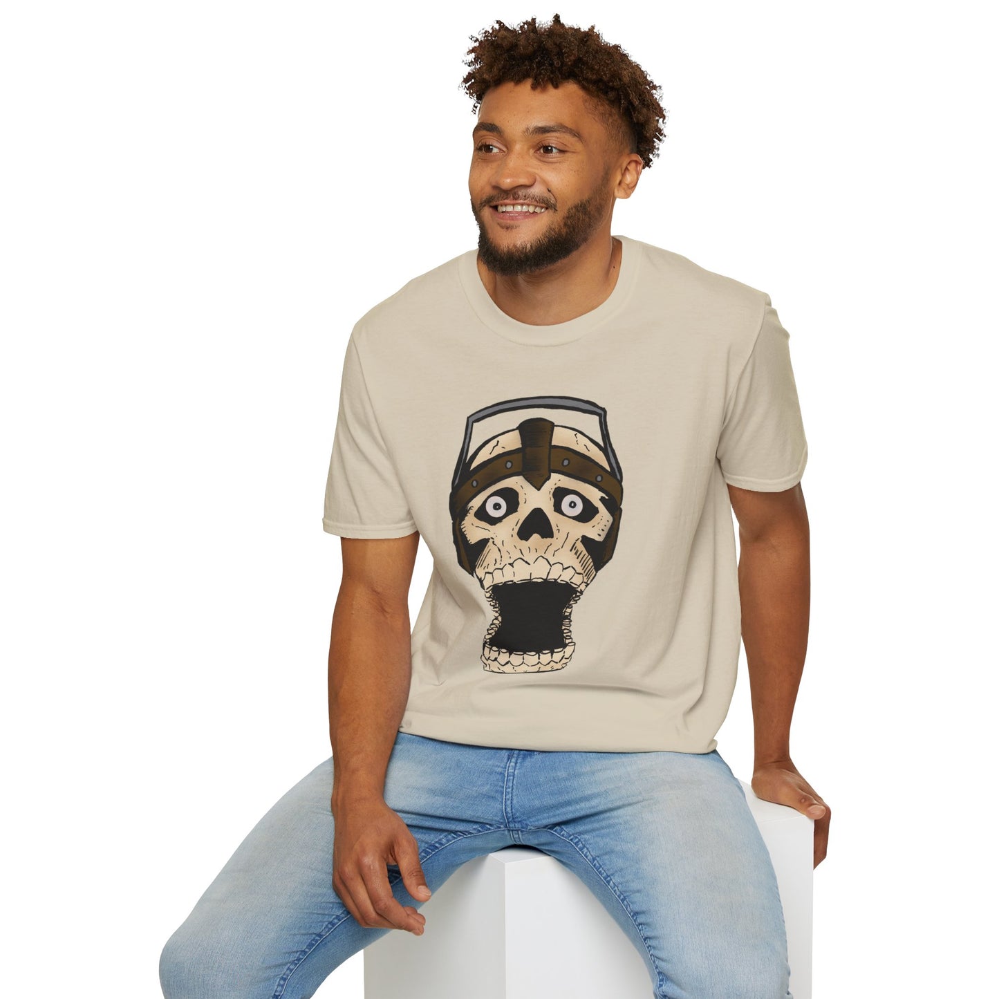 Electric Screaming Skull Unisex Softstyle T-Shirt