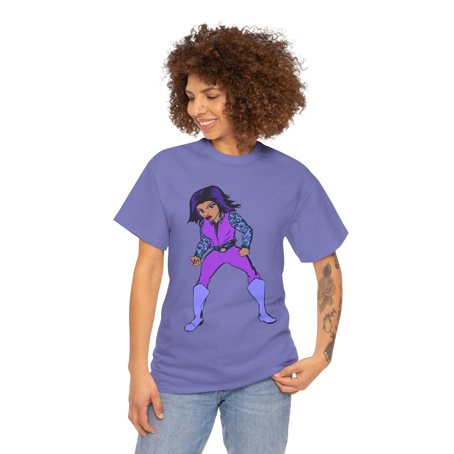 Retro Cartoon Hero Woman Character Unisex Heavy Cotton Tee, Vintage Graphic Tee, Fun T-Shirt, Gift for Fans, Casual Wear, Everyday Tee