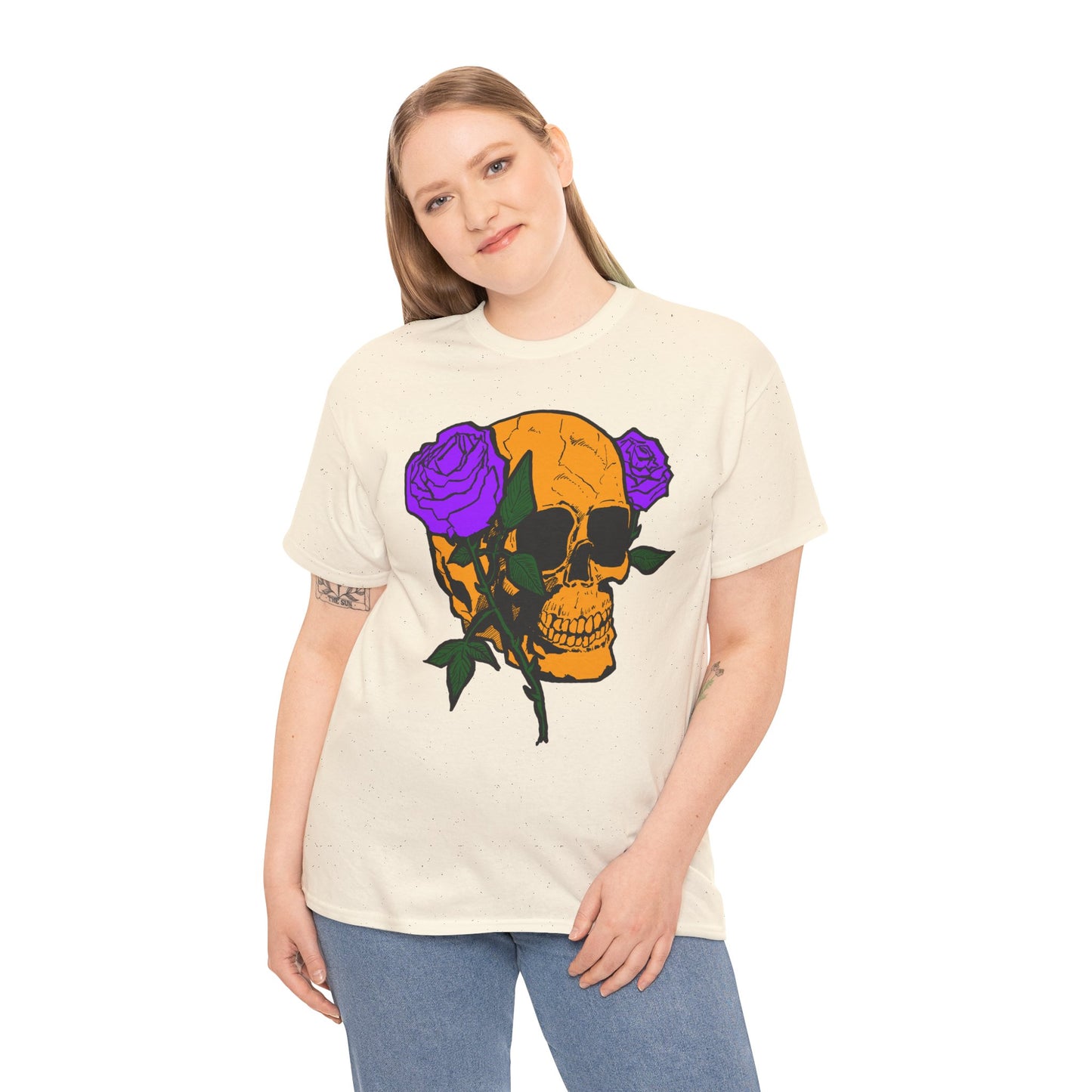Skull and Roses Unisex Tee, Gothic Aesthetic Shirt, Vintage Graphic T-Shirt, Streetwear Essentials, Edgy Casual Wear