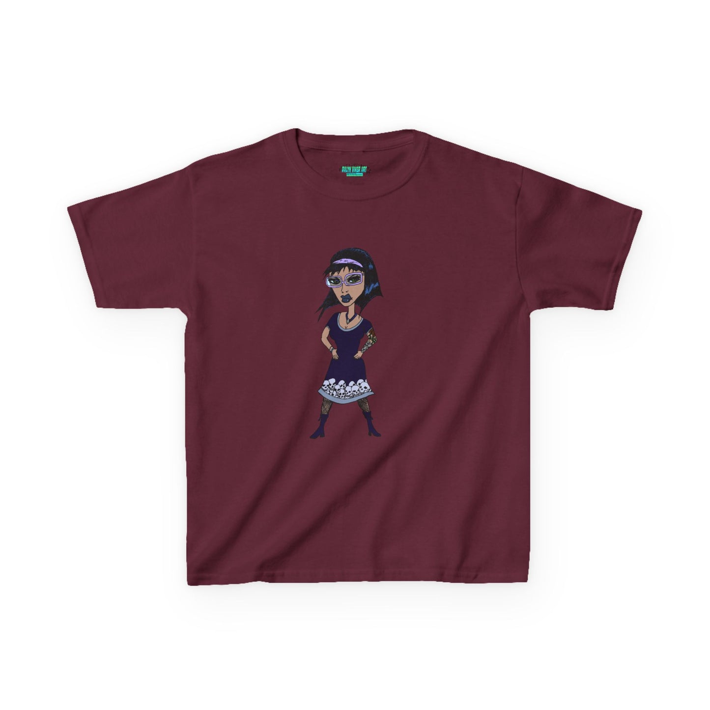 Kids Tee — Vintage Gothic Girl Cartoon Graphic Tee for Children