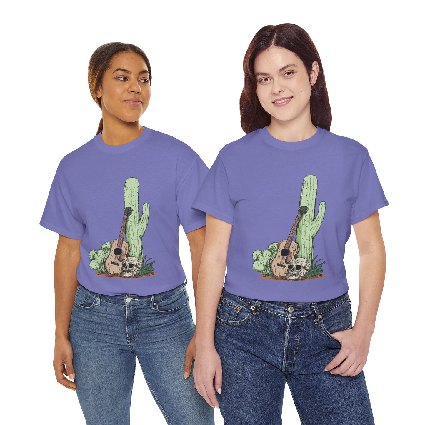Desert Vibe Graphic Tee - Unisex Heavy Cotton Shirt, Boho Cactus Shirt, Guitar Lover's Gift, Summer Top, Music T-Shirt
