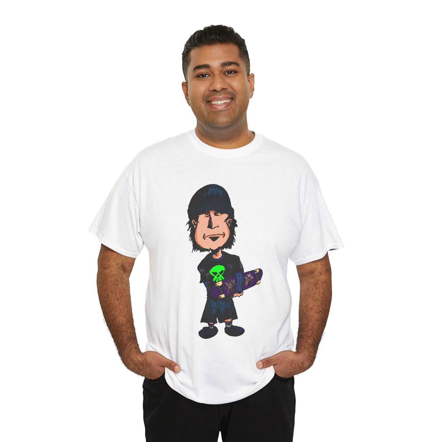 Rude Skater Dude - Skate Punk Cartoon Tee – Boy with Skateboard Graphic Shirt