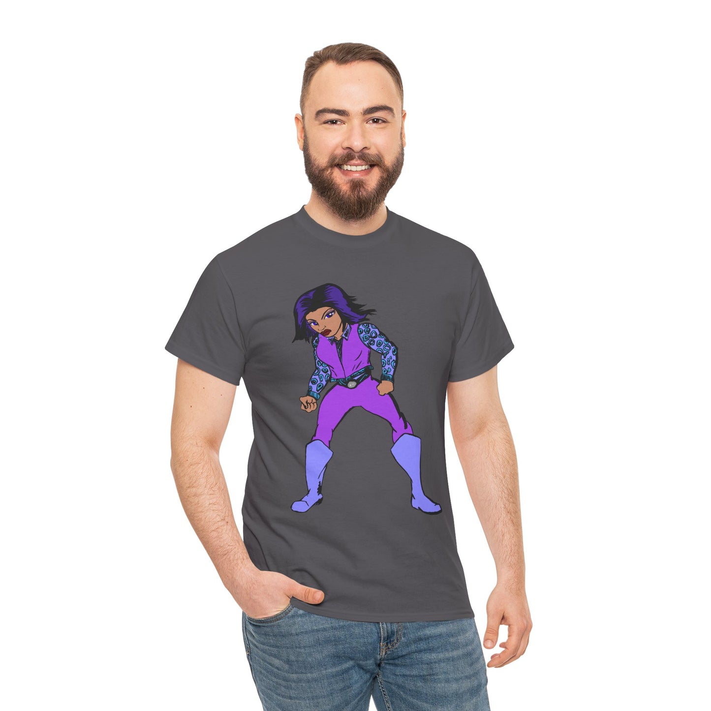 Retro Cartoon Hero Woman Character Unisex Heavy Cotton Tee, Vintage Graphic Tee, Fun T-Shirt, Gift for Fans, Casual Wear, Everyday Tee