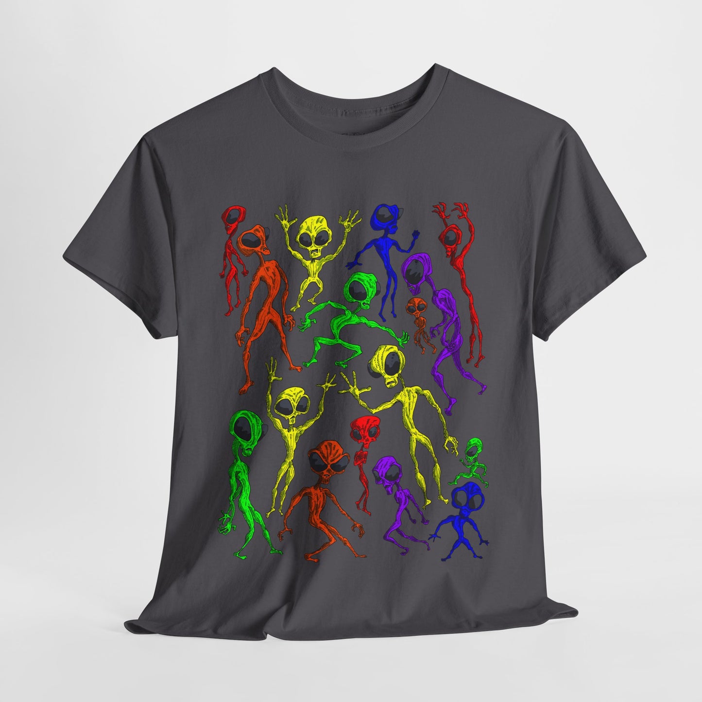 Rainbow Alien Dance Party Unisex Tee - Cosmic Sci-Fi Shirt