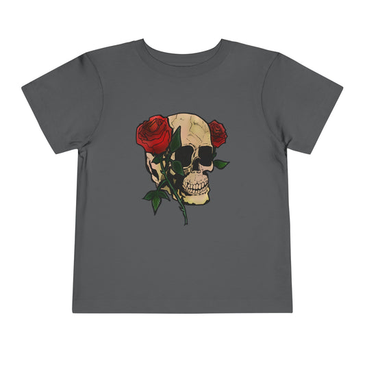 Toddler Tee — Skull with Red Roses Graphic
