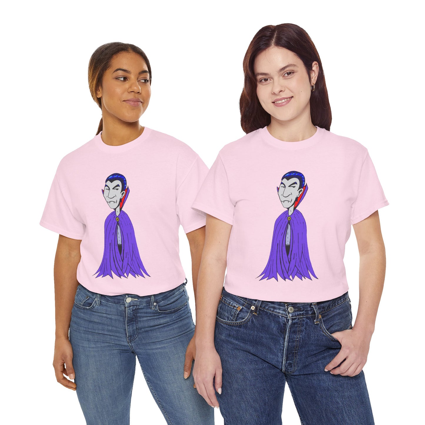 Vampire Cartoon Tee - Cute Purple Cloak Dracula Graphic T-Shirt