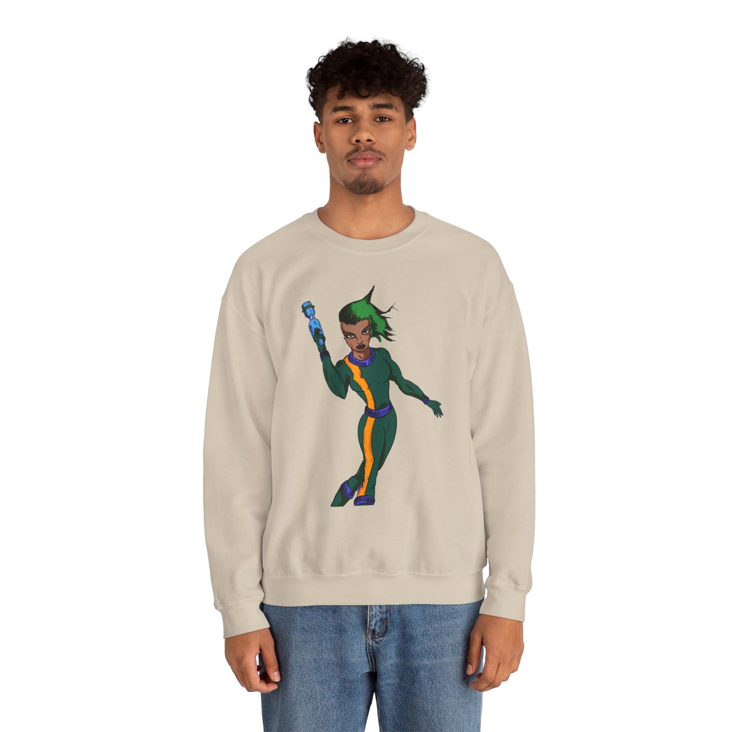 Heroic Vibes Crewneck Sweatshirt with Bold Design