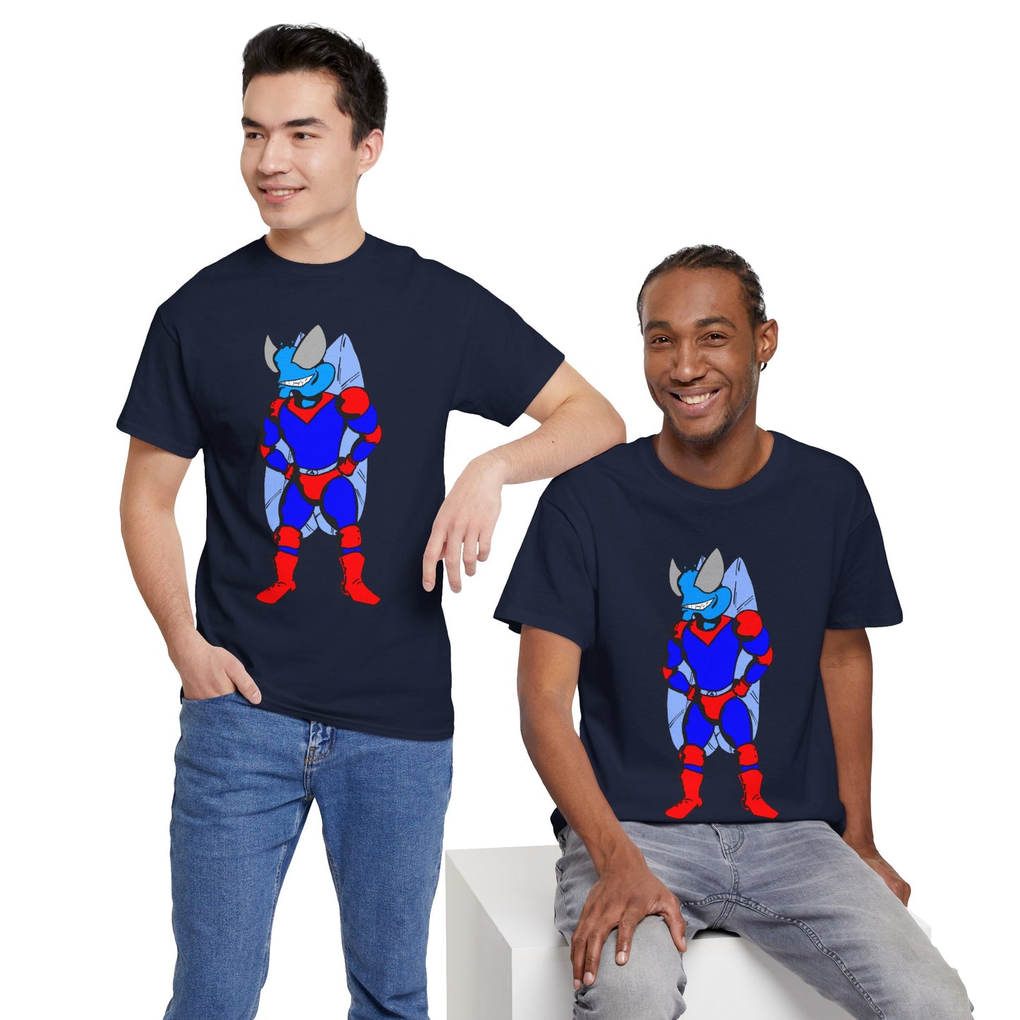 Astro-Fly Hero Graphic Tee - Blue & Red Superhero T-Shirt