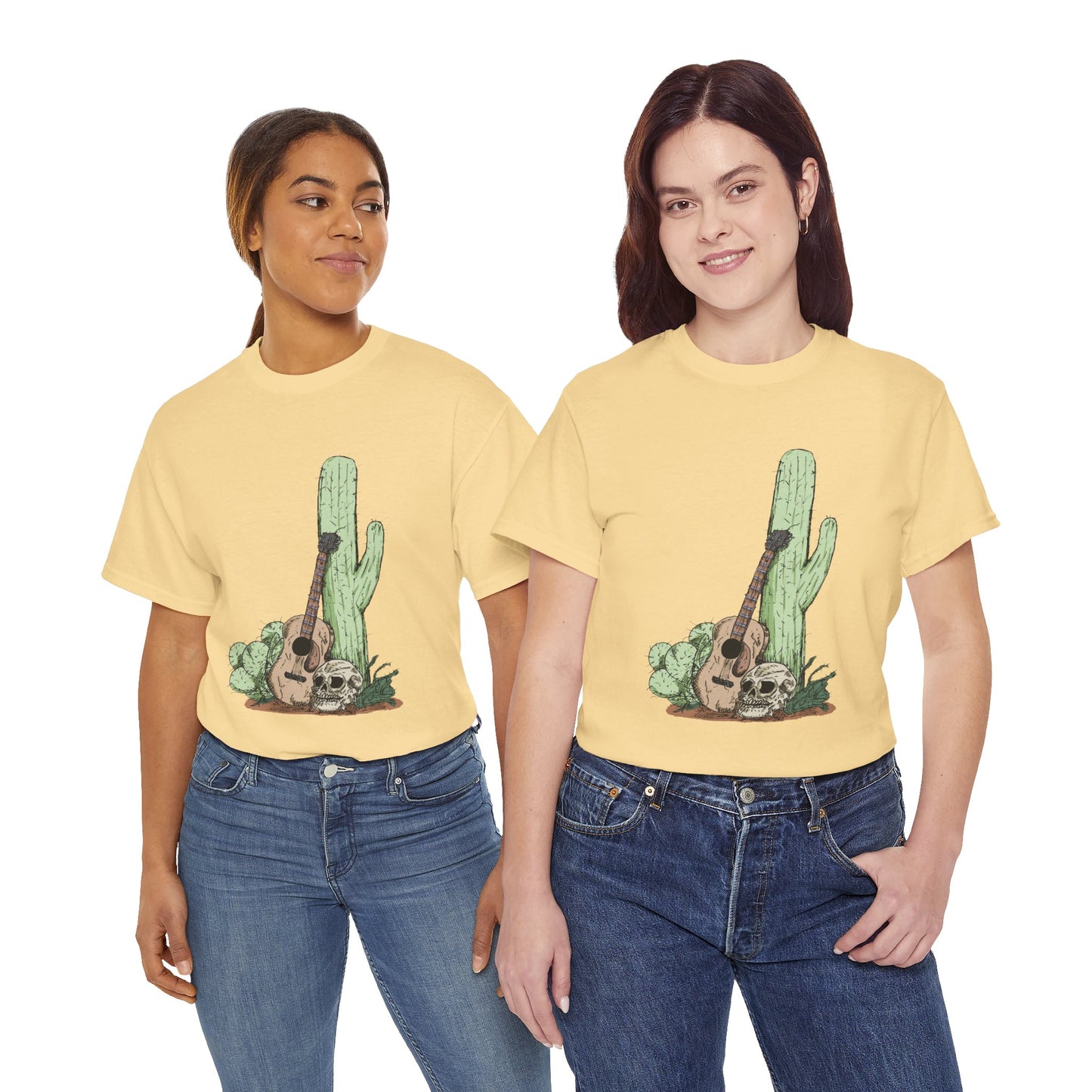 Desert Vibe Graphic Tee - Unisex Heavy Cotton Shirt, Boho Cactus Shirt, Guitar Lover's Gift, Summer Top, Music T-Shirt