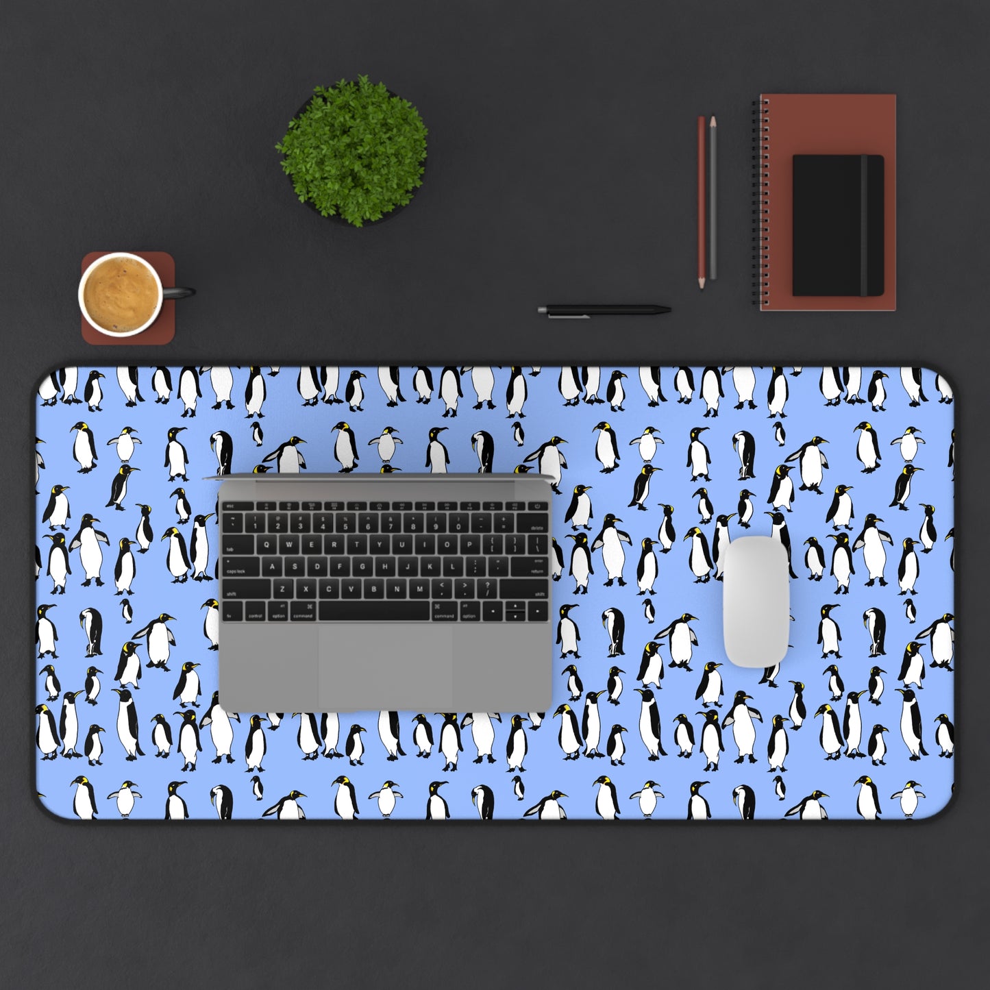 Rookery of Penguins Ice Pattern Desk Mat, Cute Home Office Decor, Animal Lover Gift, Cute Desk Accessories, Eco-Friendly Mouse Pad