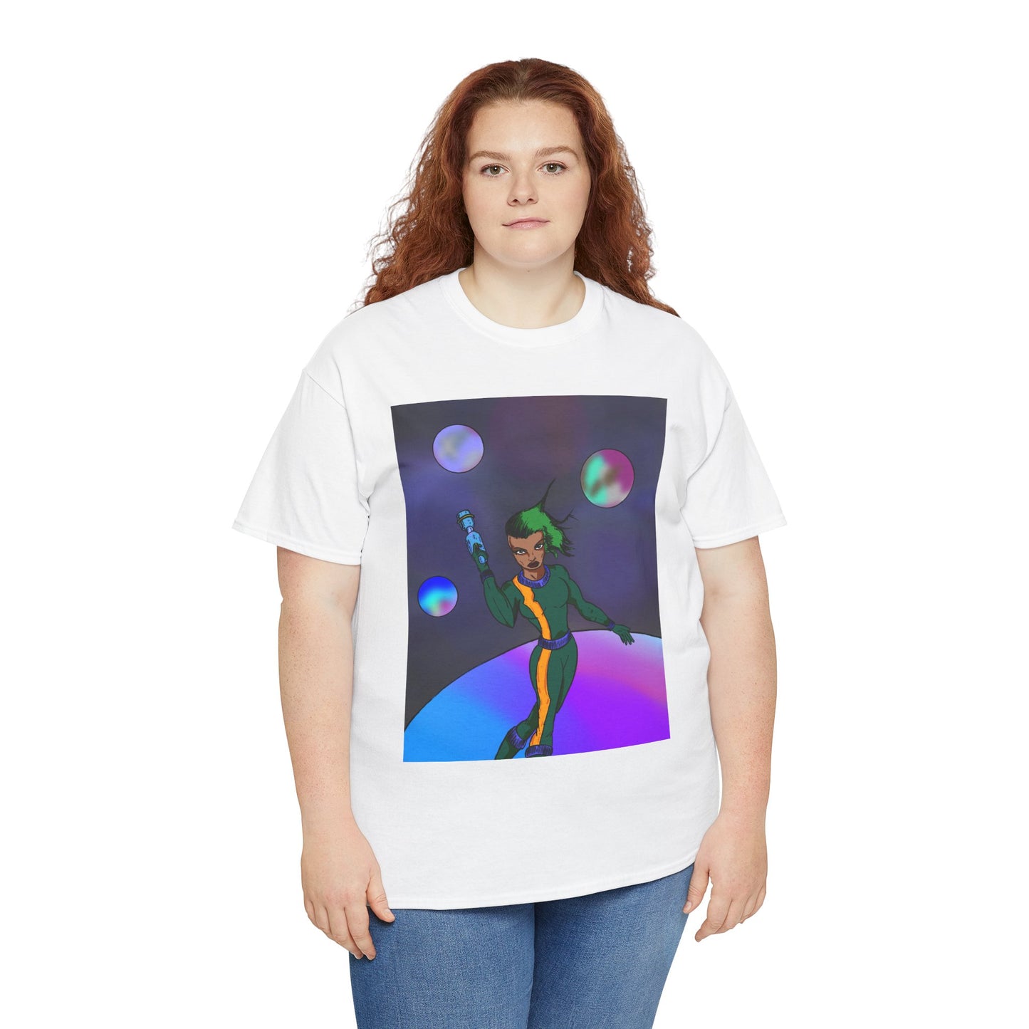 Cosmic Hero Vibe Tee - Unisex Heavy Cotton Tee, Space Art Shirt, Retro Sci-Fi T-Shirt, Gift for Space Lovers, Unique Graphic Tee