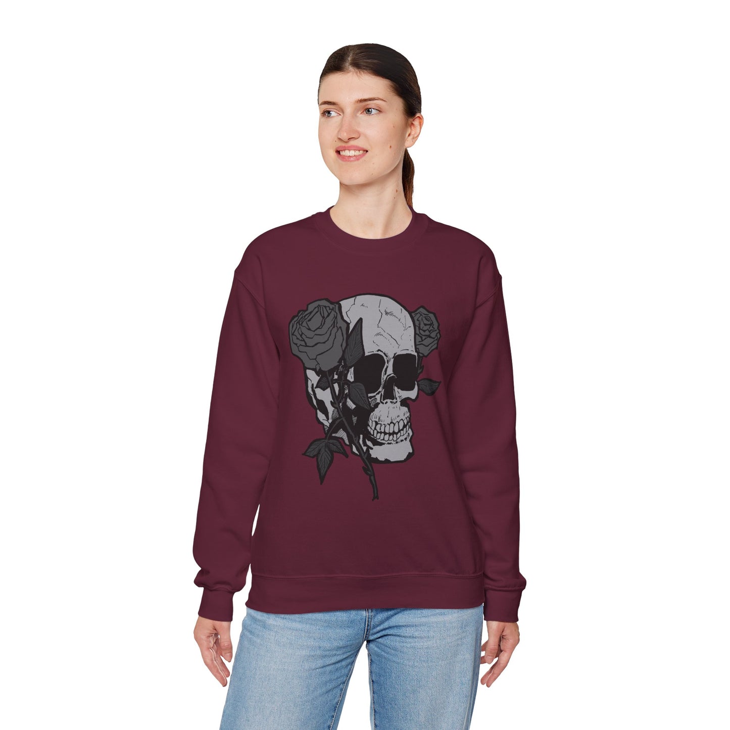 Skull and Roses Crewneck Sweatshirt - Unisex Heavy Blend™