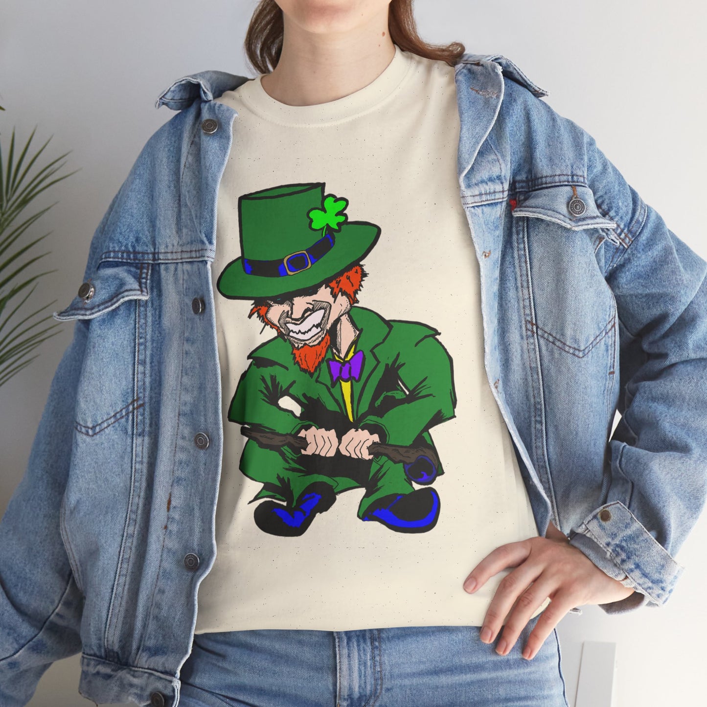 Funny Mischievious Leprechaun Saint Patrick's Day Unisex Heavy Cotton Tee - Leprechaun Design
