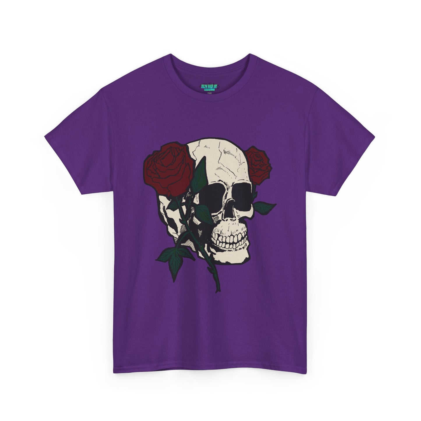 Skull and Roses Unisex Heavy Cotton Tee - Edgy Graphic T-Shirt for Impactful Style