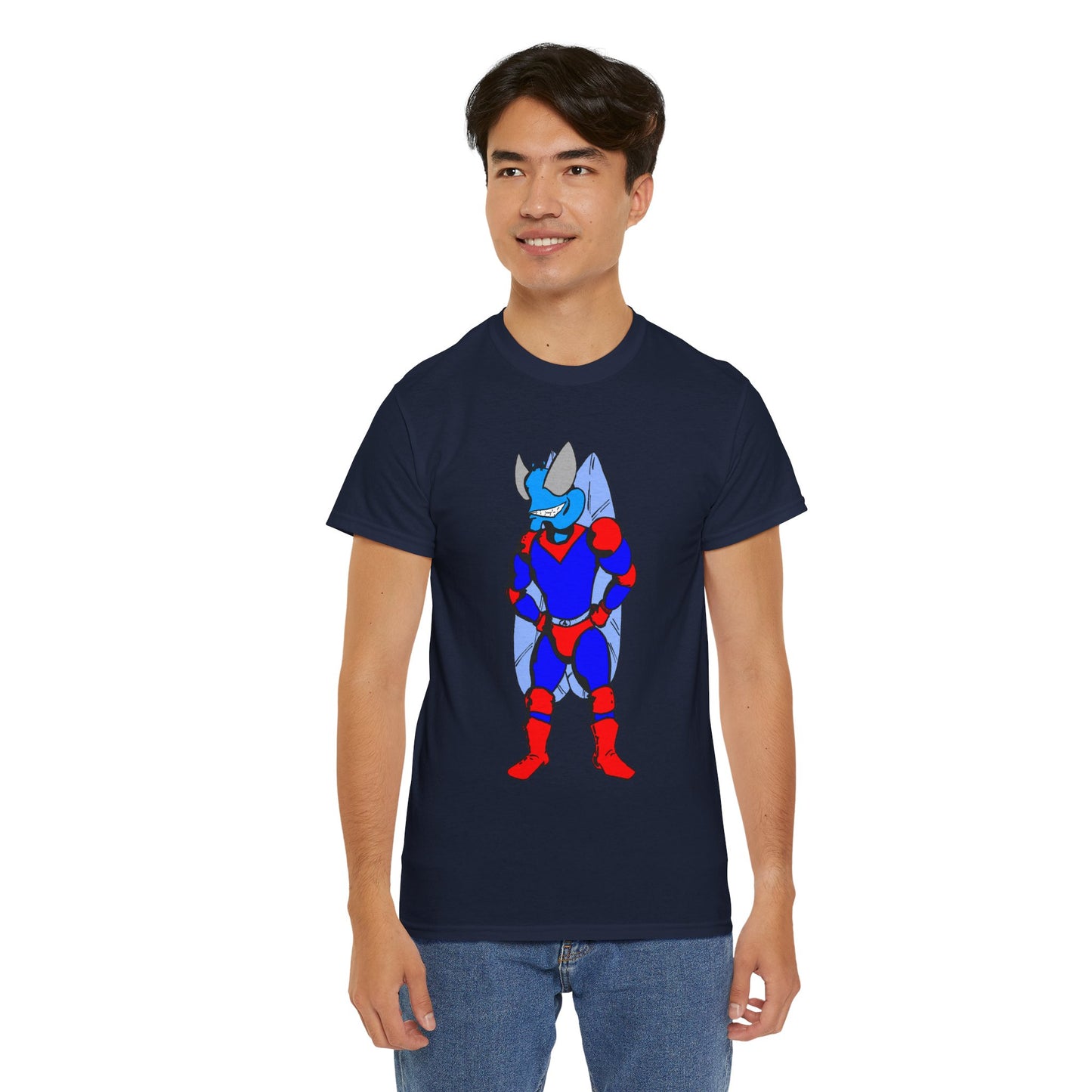 Astro-Fly Hero Graphic Tee - Blue & Red Superhero T-Shirt