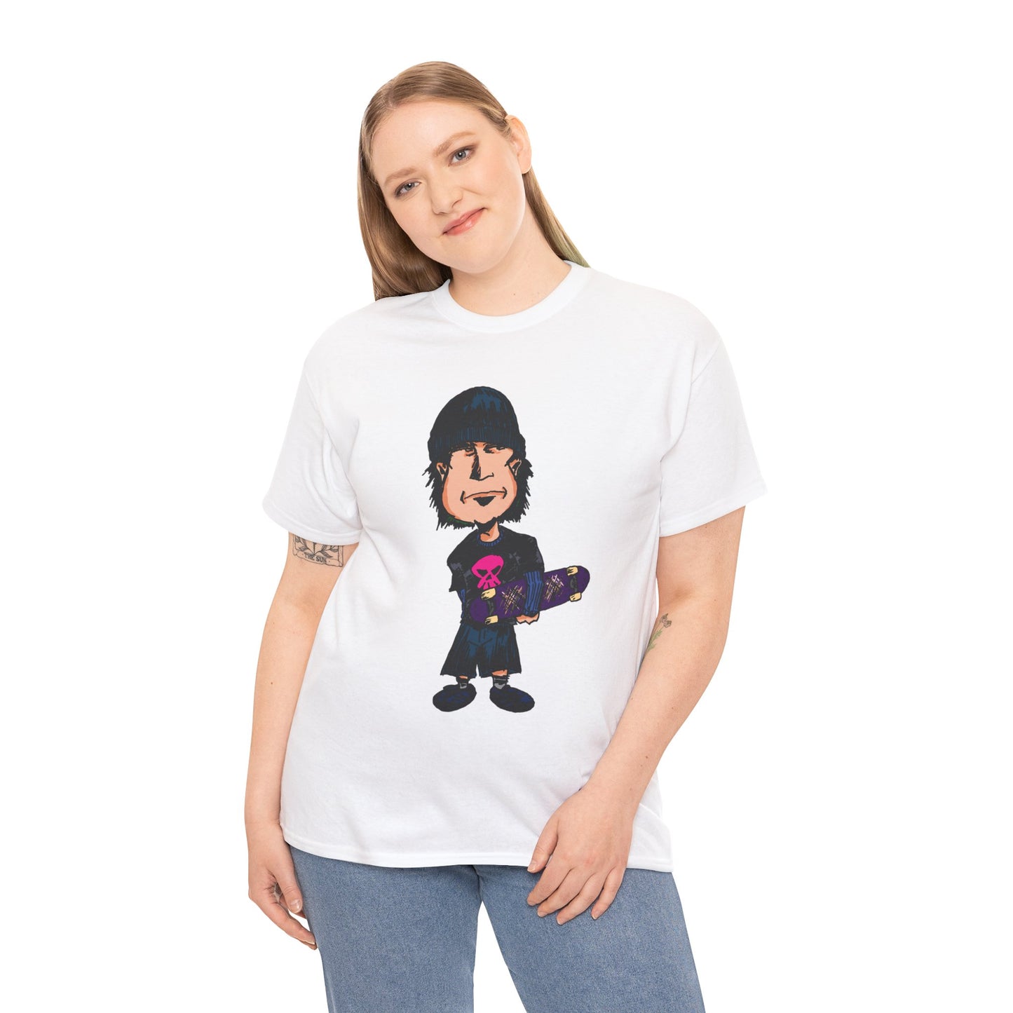 Rude Skater Dude - Skate Punk - Skater Kid Cartoon T‑Shirt — Cute Skateboarder Graphic Tee