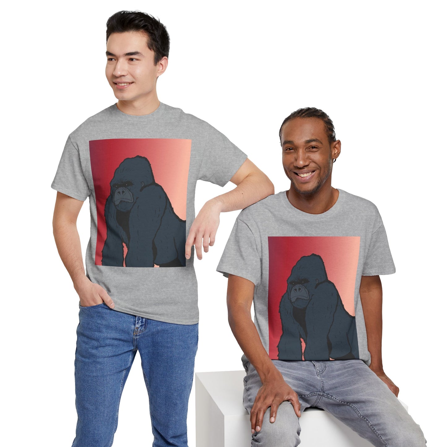 Gorilla Graphic Tee — Vintage Sunset Primate Illustration Shirt