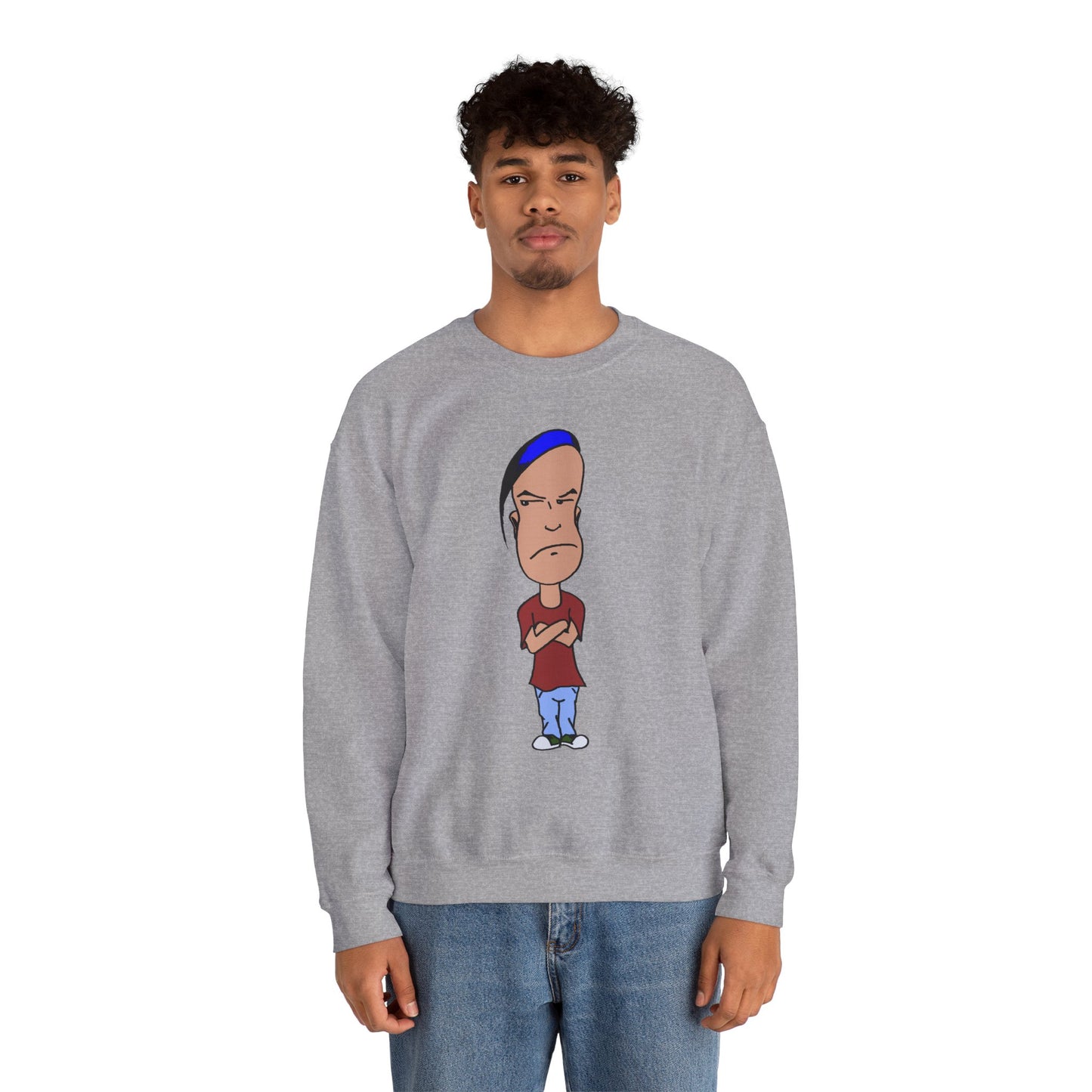 Smug Cartoon Graphic Crewneck Sweatshirt for Casual Style