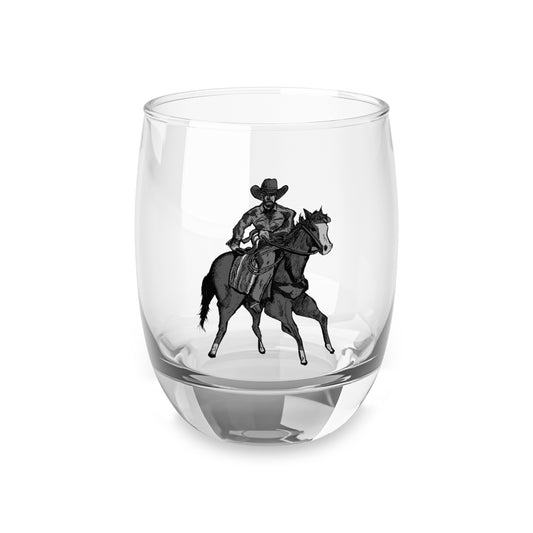 Whiskey Glass — Western Cowboy on Horse Tumbler, Vintage Rodeo Gift