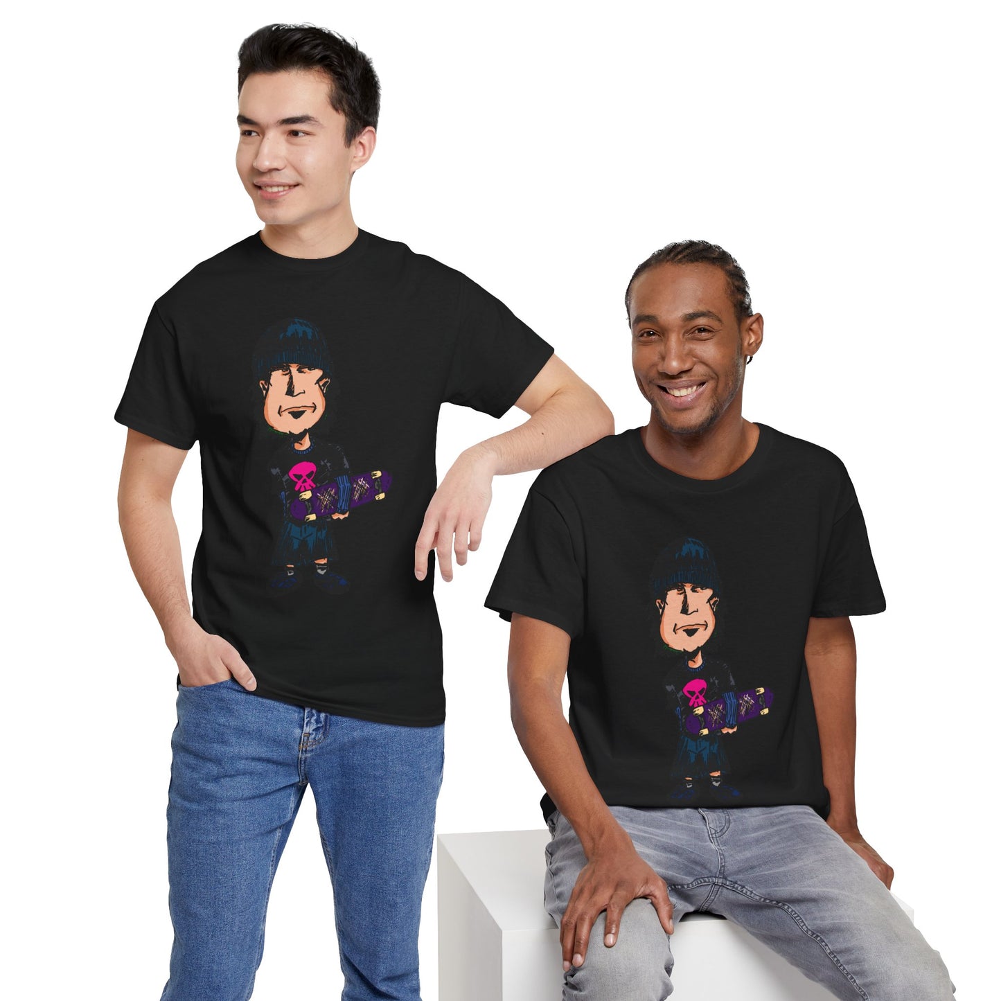 Rude Skater Dude - Skate Punk - Skater Kid Cartoon T‑Shirt — Cute Skateboarder Graphic Tee