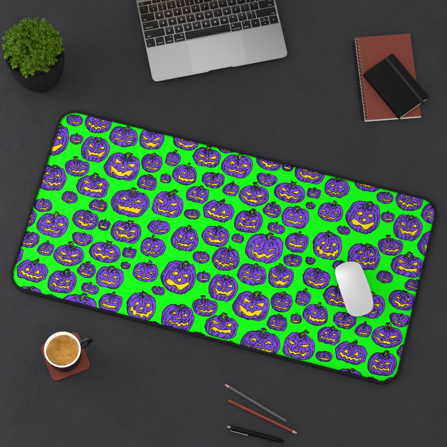 Spooky Pumpkin Desk Mat, Halloween Desk Accessory, Gamer Gift, Office Decor, Fun Desk Protector, Seasonal Home Office