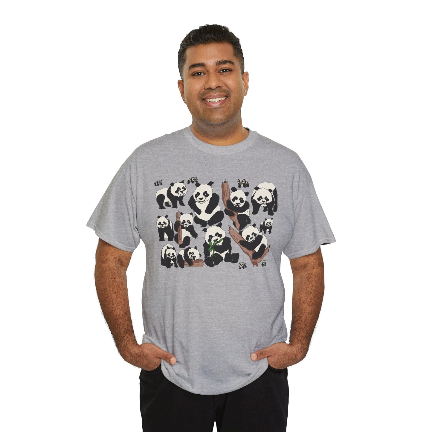 Cute Panda Design Unisex Heavy Cotton Tee | Animal Lover Gift, Casual Wear, Eco-Friendly Apparel, Nature Enthusiast Clothing