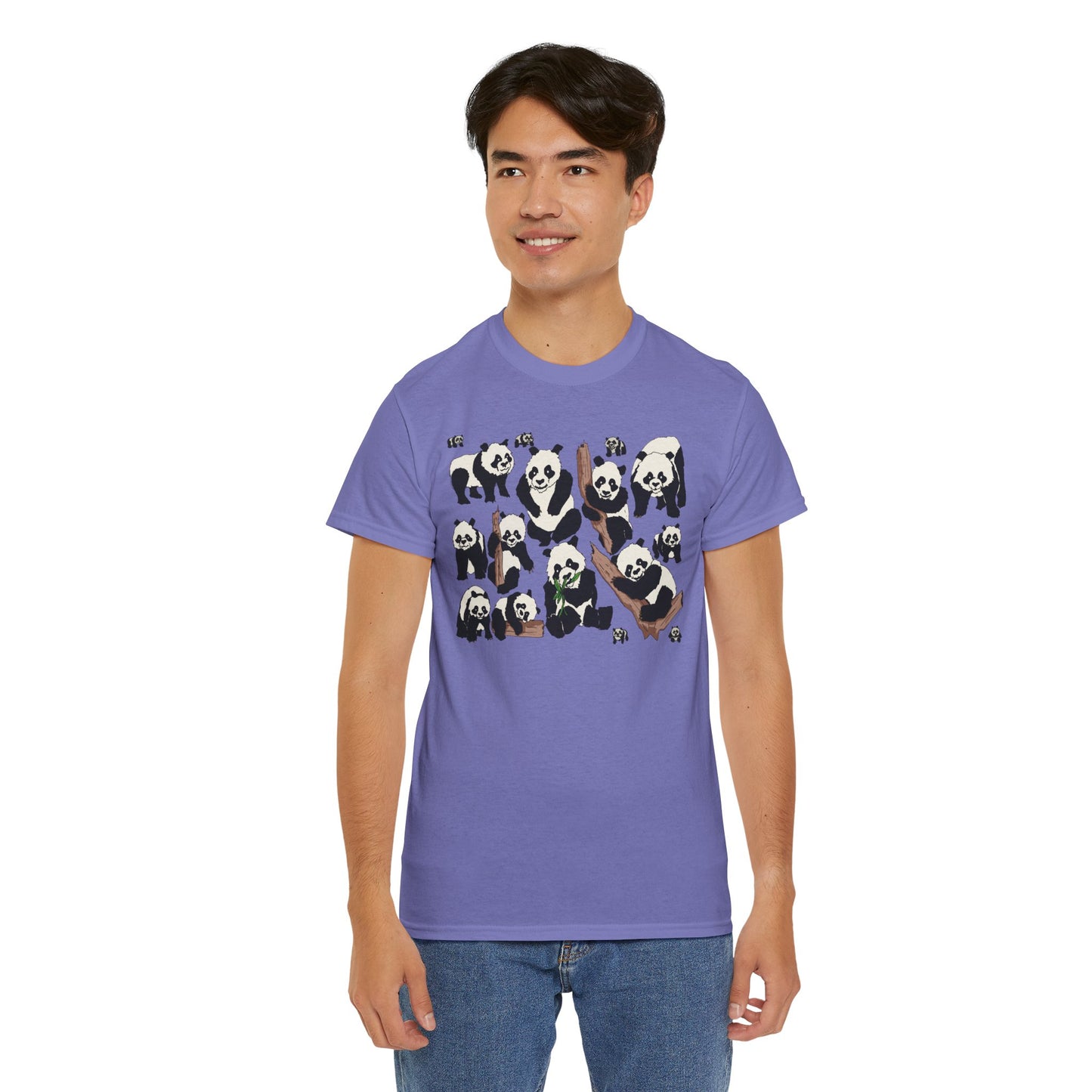 Cute Panda Design Unisex Heavy Cotton Tee | Animal Lover Gift, Casual Wear, Eco-Friendly Apparel, Nature Enthusiast Clothing
