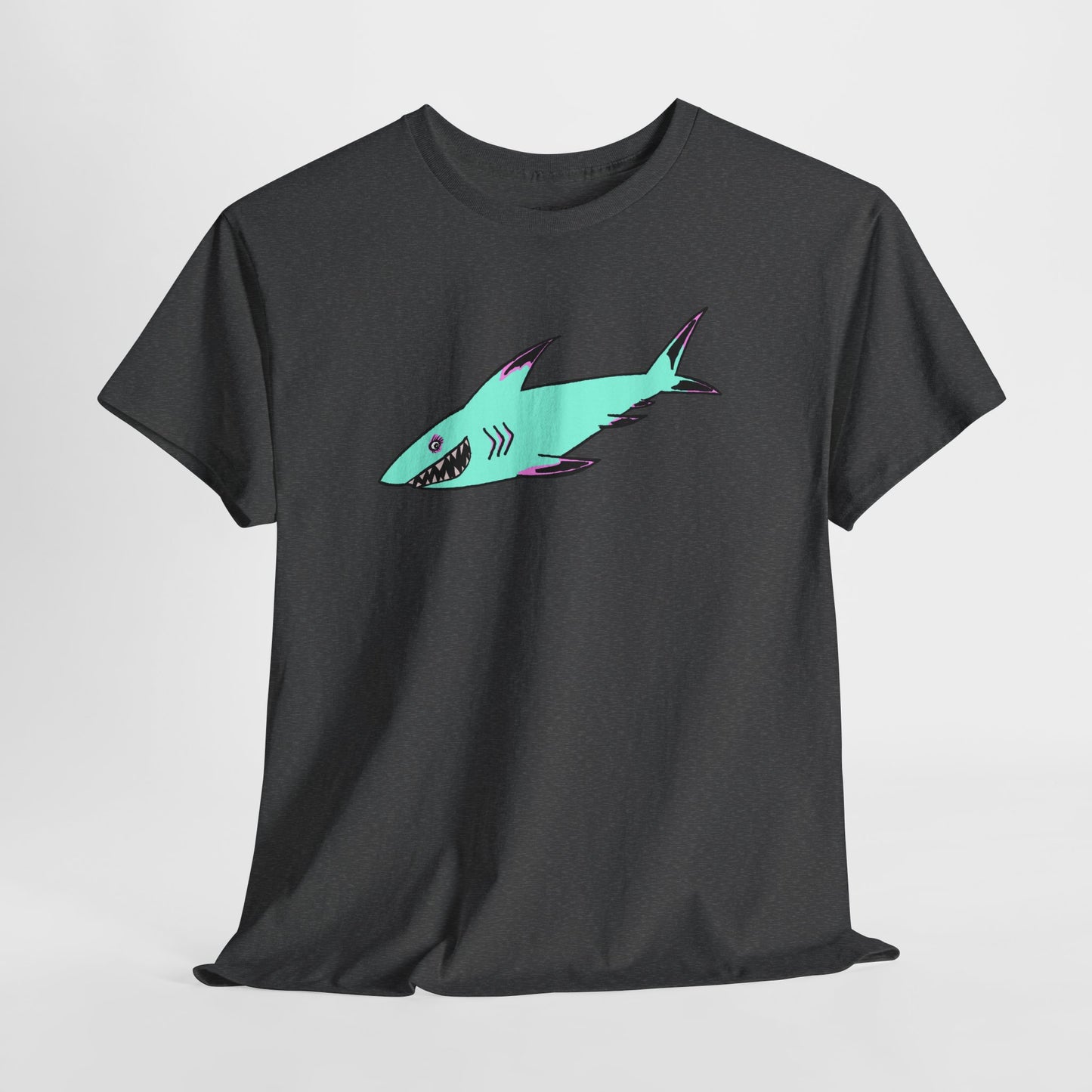Cool Shark Graphic Unisex Heavy Cotton Tee, Ocean Lover Shirt, Beachwear, Casual Everyday Tee, Gift for Sharks Fans