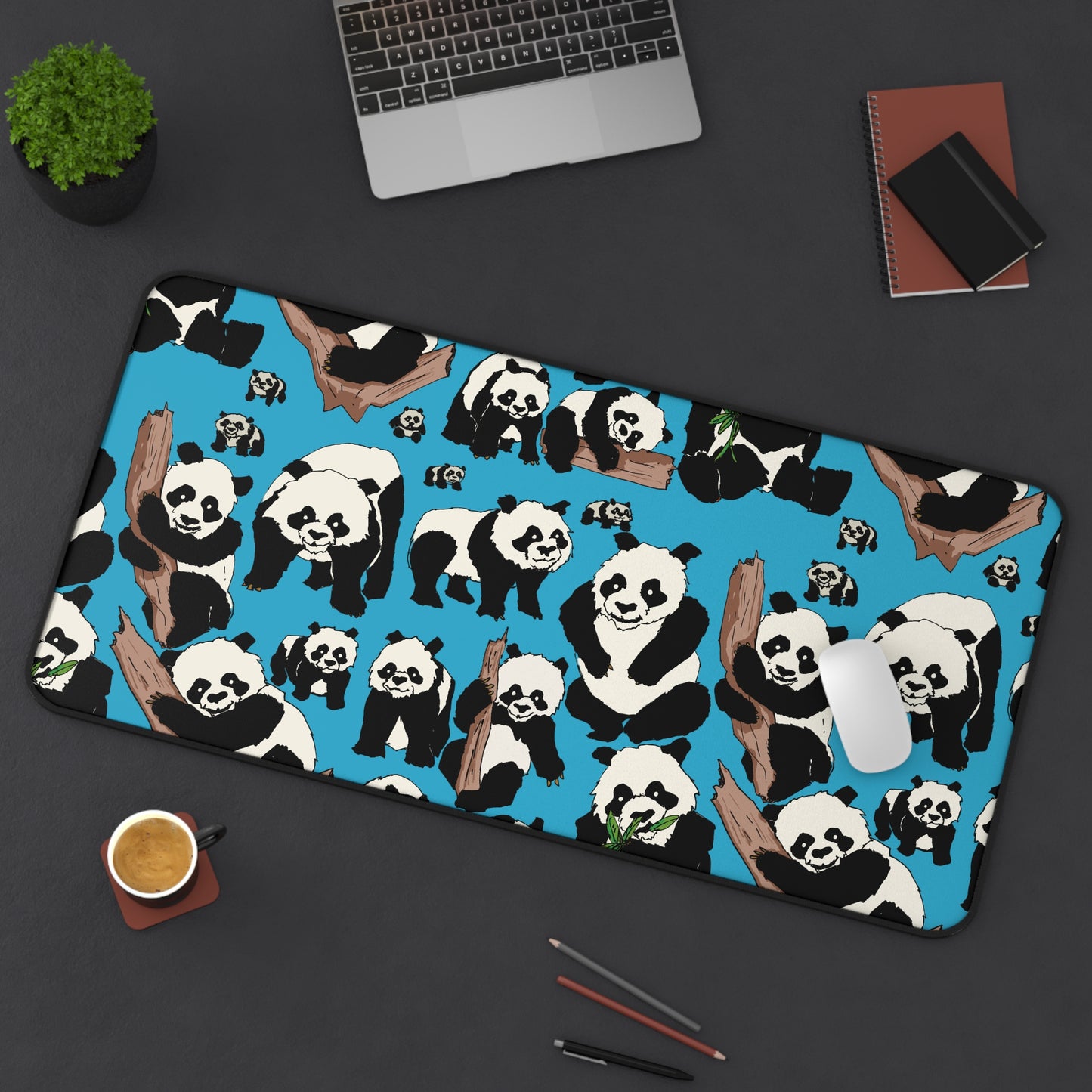 Panda-Themed Desk Mat, Cute Panda Desk Pad, Animal Lover Gift, Home Office Decor, Work From Home Essentials