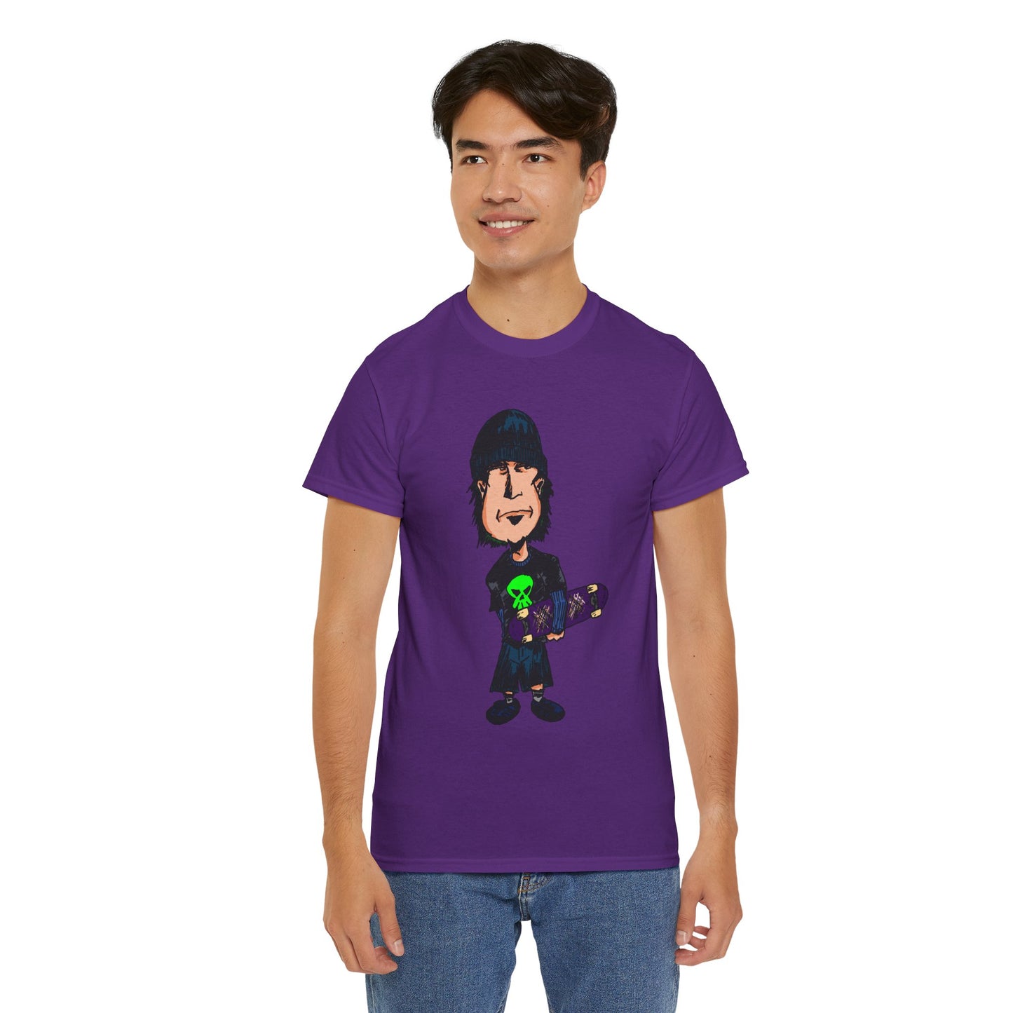Rude Skater Dude - Skate Punk Cartoon Tee – Boy with Skateboard Graphic Shirt