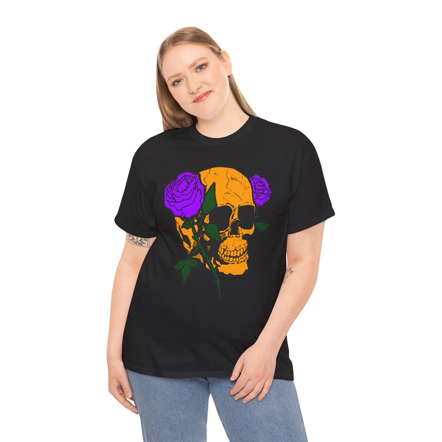 Skull and Roses Unisex Tee, Gothic Aesthetic Shirt, Vintage Graphic T-Shirt, Streetwear Essentials, Edgy Casual Wear