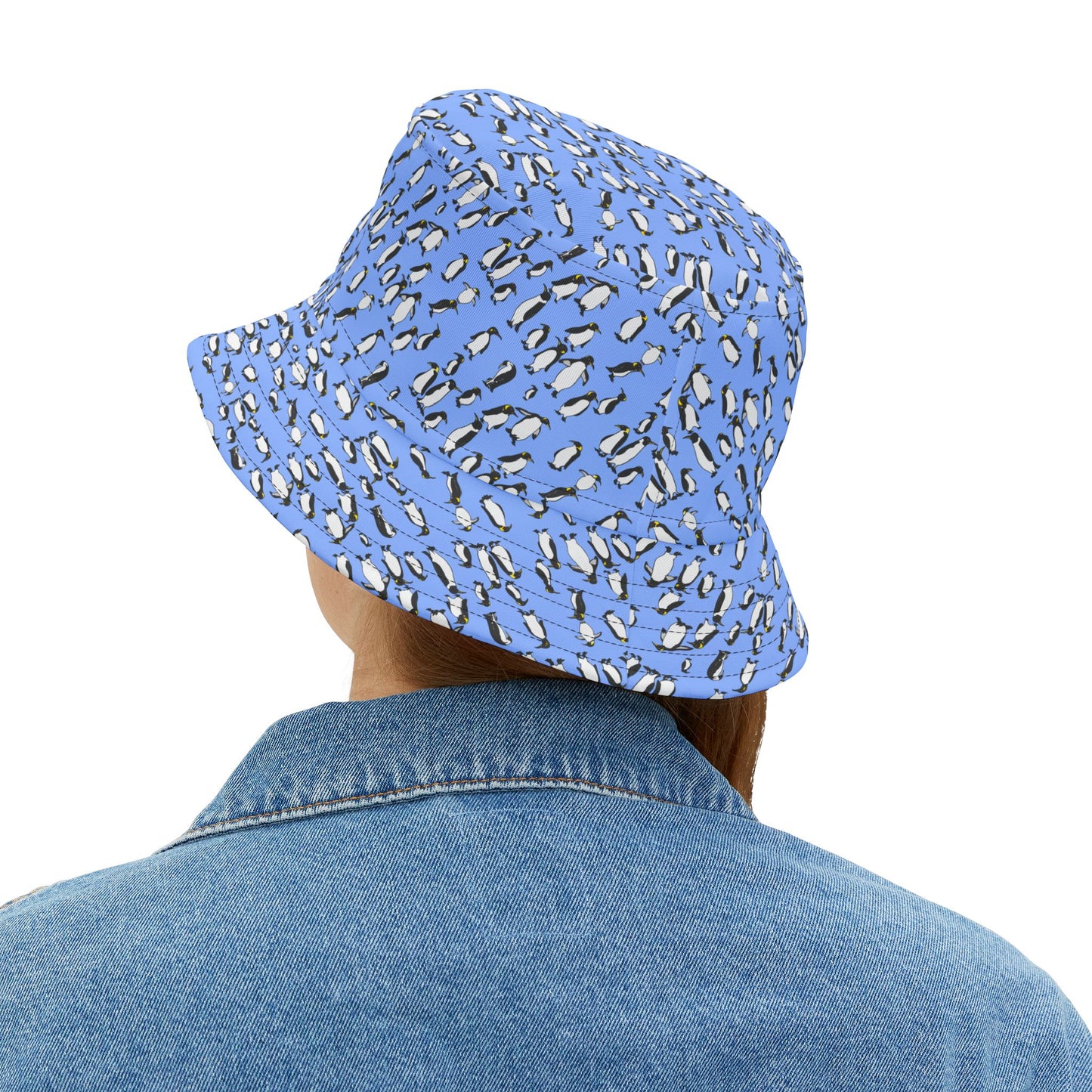 Penguin Print Bucket Hat, AOP Hat for Summer, Trendy Beach Hat, Fun Gift for Animal Lovers, Unique Gift for Adventurers