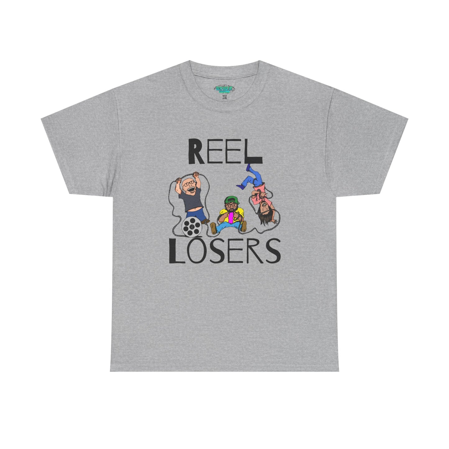 Reel Losers Podcast Unisex Heavy Cotton Tee, Funny Graphic Shirt, Casual Everyday Wear, Gift for Movie Lovers, Humor T-Shirt