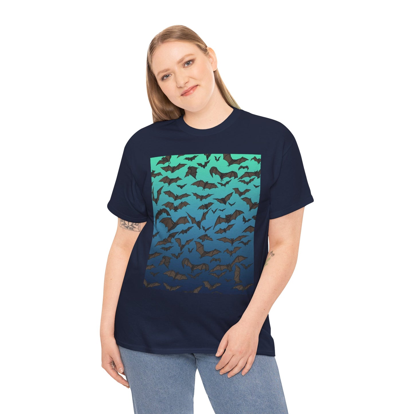 Bat Swarm Graphic Tee — Gradient Night Flight T-Shirt