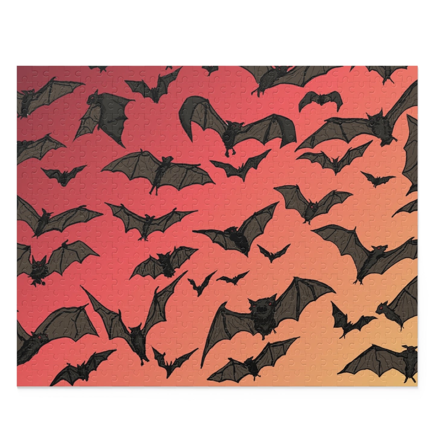 Bat Swarm Gradient Puzzle — 120/252/500-Piece Halloween Jigsaw