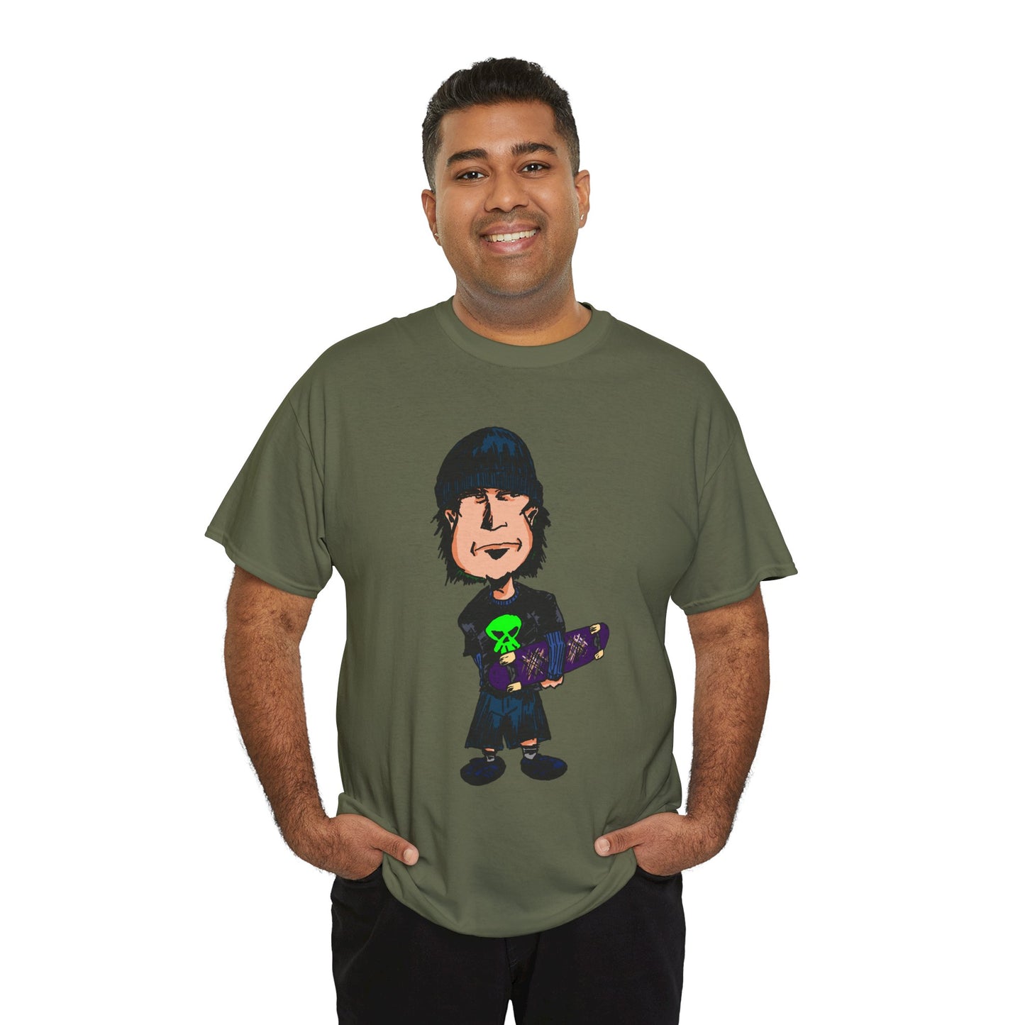 Rude Skater Dude - Skate Punk Cartoon Tee – Boy with Skateboard Graphic Shirt