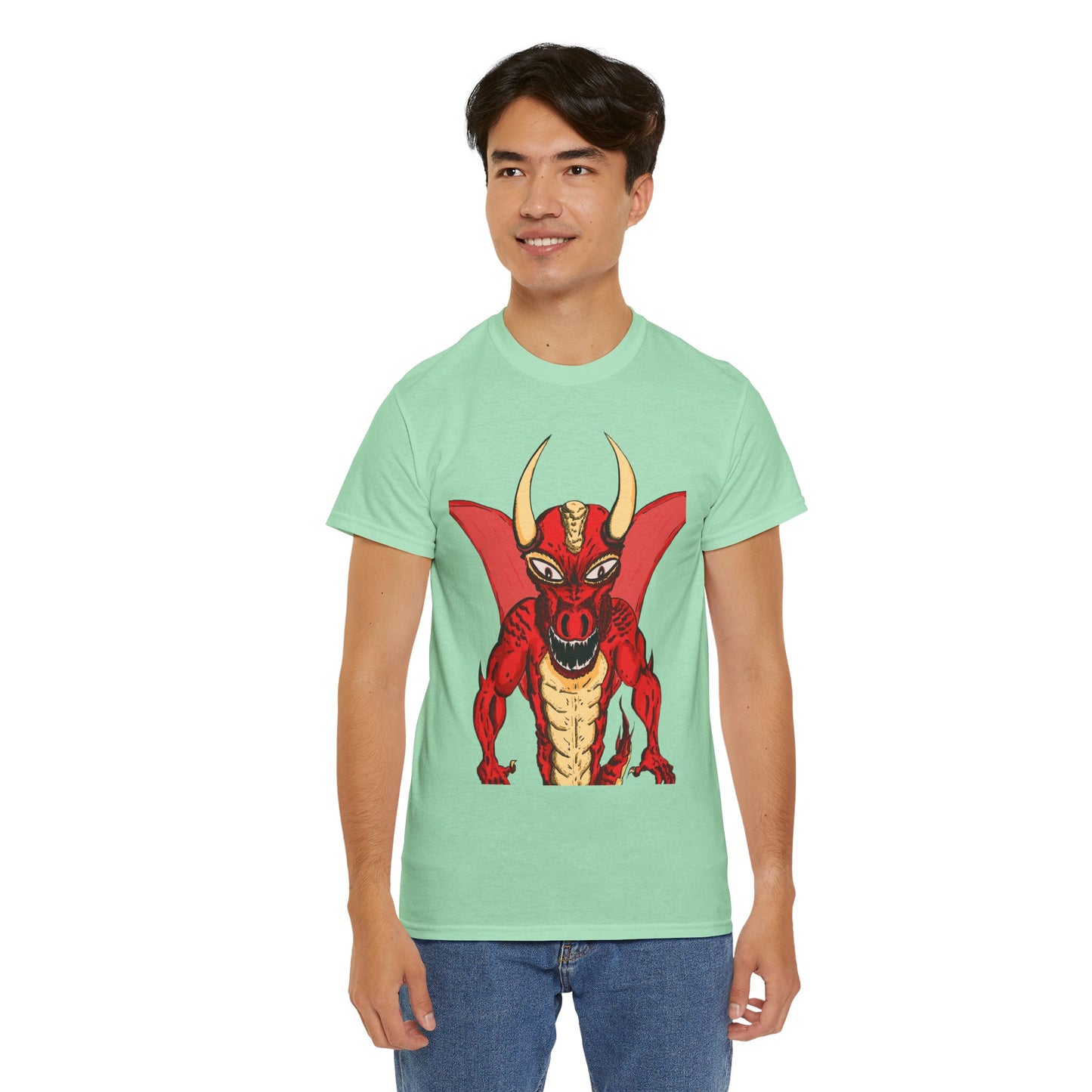 Bold Red Dragon Unisex Heavy Cotton Tee | Graphic Shirt for Anime Fans, Party Wear, Casual Outfit, Gift for Him/Her