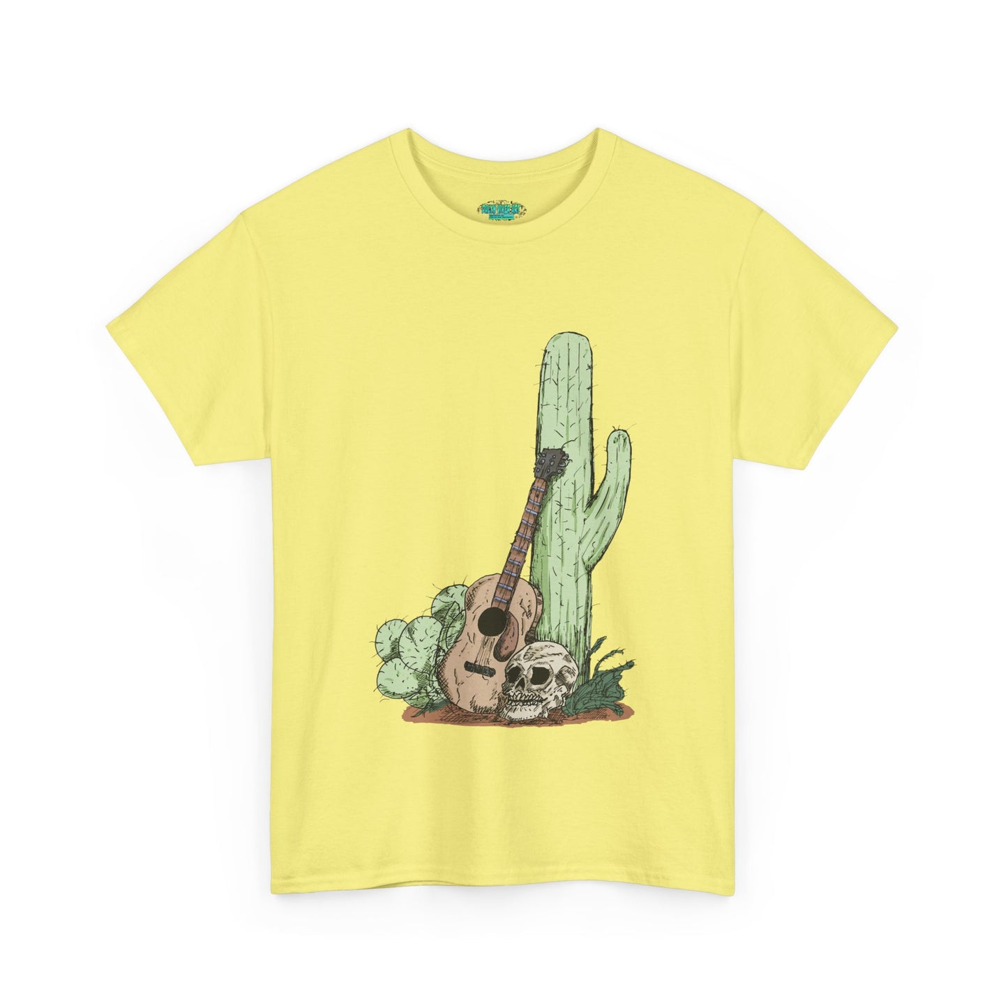 Desert Vibe Graphic Tee - Unisex Heavy Cotton Shirt, Boho Cactus Shirt, Guitar Lover's Gift, Summer Top, Music T-Shirt