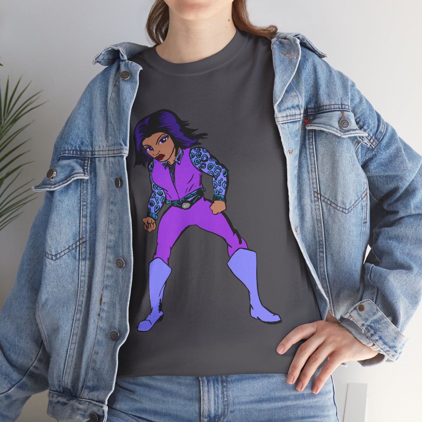 Retro Cartoon Hero Woman Character Unisex Heavy Cotton Tee, Vintage Graphic Tee, Fun T-Shirt, Gift for Fans, Casual Wear, Everyday Tee