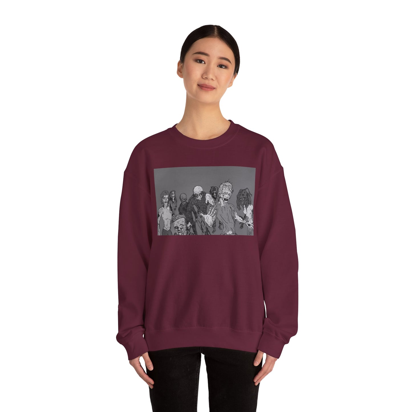 Vintage Zombie Horror Crewneck Sweatshirt - Unisex Heavy Blend™