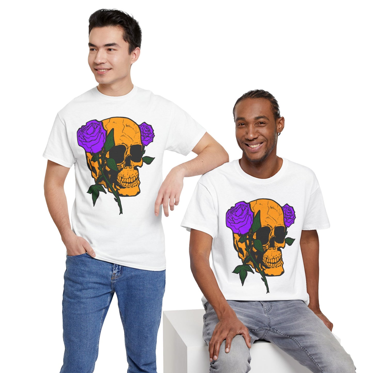 Skull and Roses Unisex Tee, Gothic Aesthetic Shirt, Vintage Graphic T-Shirt, Streetwear Essentials, Edgy Casual Wear