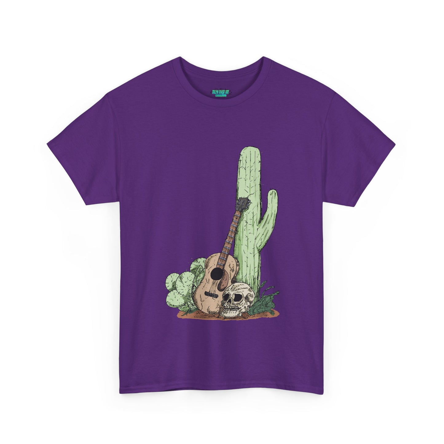 Desert Vibe Graphic Tee - Unisex Heavy Cotton Shirt, Boho Cactus Shirt, Guitar Lover's Gift, Summer Top, Music T-Shirt